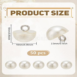 50穴プラスチックボタン1個  模造パール  真鍮線で  半円  ホワイト  10x10mm  穴：2.5mm&nbsp;BUTT-LP0001-13A