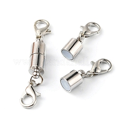 真鍮製マグネットクラスプ  ダブルカニカン付き  コラム  プラチナ  45x7.5x6mm  カニカン:約11.8x7.5x2.8mm&nbsp;KK-YW0001-58S
