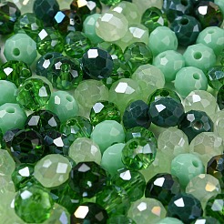 ガラスビーズ  多面カット  ロンデル  ライムグリーン  6x5mm  穴：1mm  約2360個/500g&nbsp;EGLA-A034-LM6mm-11