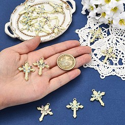 15Pcs 3 Colors Light Gold Plated Alloy Enamel Pendants&nbsp;ENAM-YW0008-60