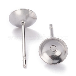変色しない304ステンレススチールスタッドピアスセッティング  コーン  ステンレス鋼色  6x0.3mm  直径：5mm  内径：5mm  ピン：0.7mm&nbsp;STAS-J031-10
