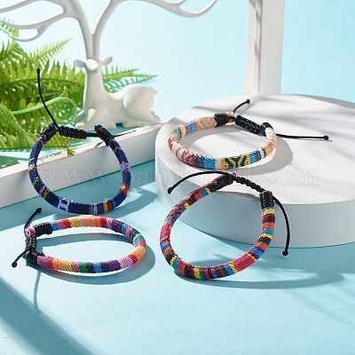 エスニック部族布編組ビーズブレスレット 男性女性のための編まれた
