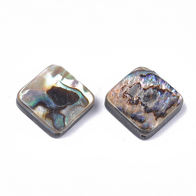 アワビ殻/パウア殻ビーズ  菱形  15.5x15.5x3.5mm  穴：1mm&nbsp;SSHEL-T008-15-1