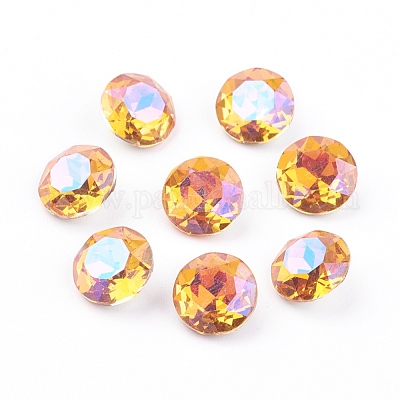 Pointed Back & Back Plated Glass Rhinestone Cabochons&nbsp;RGLA-J012-8mm-001AP-1