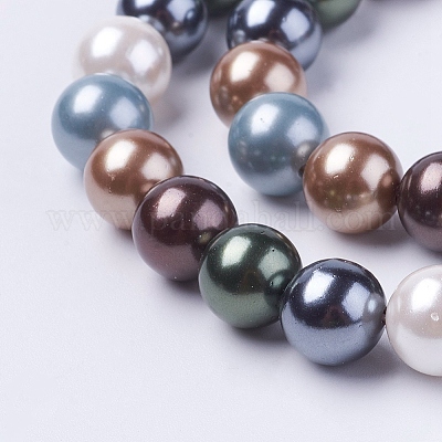 シェルパールビーズ連売り  ラウンド  カラフル  6mm  穴：1mm  約63個/連  15.7インチ&nbsp;X-BSHE-L035-6mm-I14-1