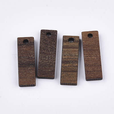 ウォールナットウッドペンダント  長方形  サドルブラウン  20x6.5x2.5~3mm  穴：1.8mm&nbsp;WOOD-S054-30-1