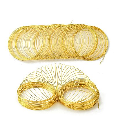 スチール製メモリーワイヤー  ラウンド  ラップブレスレット作りに  18KGP本金メッキ  22ゲージ  0.6mm  60mm内径&nbsp;TWIR-YW0001-01G-1