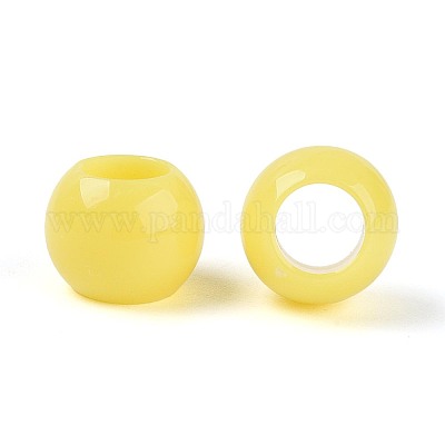 不透明なアクリルビーズ  ラウンド  きいろ  12x9.8mm  穴：6.5mm  約850個/500g&nbsp;SACR-N018-05B-1