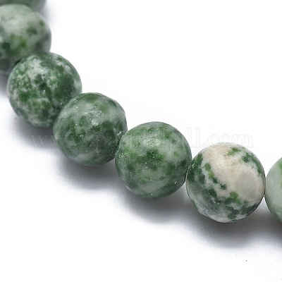 Natural Green Spot Jasper Bead Stretch Bracelets&nbsp;BJEW-K212-B-017-1