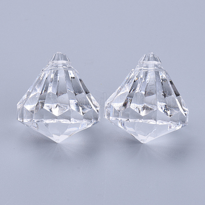 透明なアクリルパーツ 多面カット ダイヤモンド 透明 37x32mm 穴：2.2