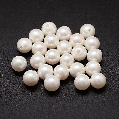 シェルパールビーズ  ラウンド  グレードA  片穴  ホワイト  10mm  穴：1mm&nbsp;BSHE-L031-01-10mm-1
