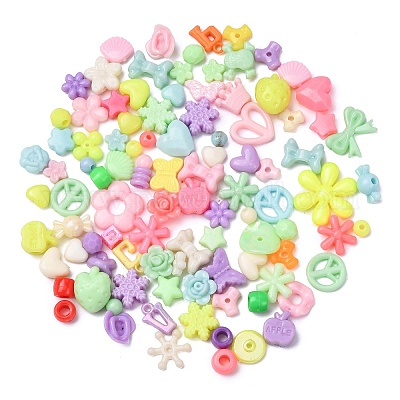 プラスチックビーズ  混合図形  ミックスカラー  6~24x6~24x3~12mm  穴：1.5~4mm  約1665個/500g&nbsp;KY-Z003-27-1