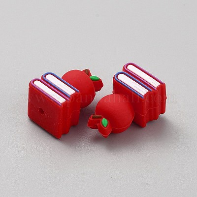 シリコンビーズ  レッド  本  24x15.5x15.5mm  穴：2mm&nbsp;SIL-CJC0003-08E-1
