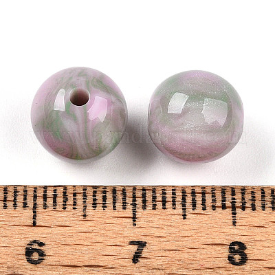 樹脂ビーズ  ラウンド  ツートン  スミレ  10mm  穴：2mm&nbsp;RESI-YW0004-28B-03-1