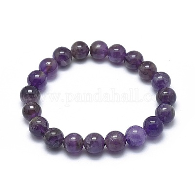Natural Amethyst Bead Stretch Bracelets&nbsp;BJEW-K212-B-034-1