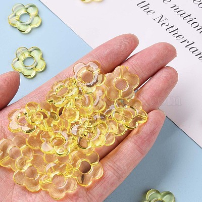 透明なアクリルビーズフレーム  花  ゴールド  19x20x3.5mm  穴：1.6mm  内径：6.5mm&nbsp;X-TACR-S154-29B-85-1
