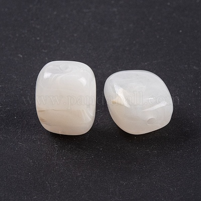 アクリルビーズ  イミテーション翡翠  長方形  貝殻色  13x11x8mm  穴：1.5mm&nbsp;X-OACR-H120-02M-1