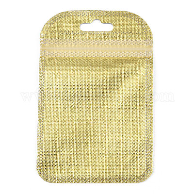 半透明のプラスチック製再封可能な包装袋  長方形  ゴールド  11x7x0.03cm&nbsp;OPP-Q006-02G-1