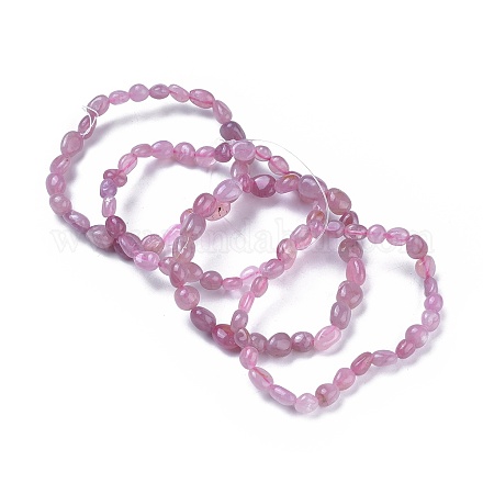 Natural Rose Quartz Bead Stretch Bracelets X-BJEW-K213-30-1