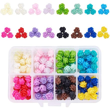 Wholesale PandaHall Elite about 160pcs 16 Colors Rose Flowers Beads