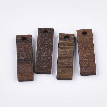 ウォールナットウッドペンダント  長方形  サドルブラウン  20x6.5x2.5~3mm  穴：1.8mm&nbsp;WOOD-S054-30-1