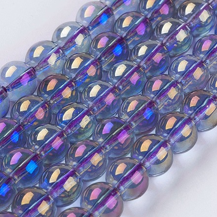 Electroplate Glass Beads Strands&nbsp;GLAA-K025-FR-8mm-A02-1