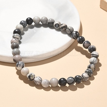 Natural Netstone Bead Stretch Bracelets BJEW-K212-A-021-1