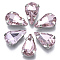 Sew on Rhinestone, Glass Rhinestone, Multi-strand Links, with Stainless Steel Settings, Garments Accessories, Faceted, Teardrop, Light Amethyst, 13x8x5mm, Hole: 1.2mm