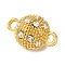 Alloy Rhinestone Magnetic Clasps with Loops, Oval, Golden, 16x10mm, Hole: 1.5mm