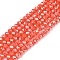 Electroplate Glass Beads Strands, Opaque Solid Color, AB Color Plated, Faceted, Rondelle, Tomato, 2.9~3.3x2mm, Hole: 0.8mm, about 135~140pcs/strand, 32~34cm