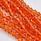 Faceted Bicone Glass Beads Strands, Orange Red, 3.5~3.8x3mm, Hole: 1mm, about about 107~110pcs/strand, 32.5~34cm