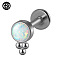 G23 Titanium Threadless Labrets, with Imitation Opal, Stainless Steel Color, Lollipop, 8mm, Pin: 1.2mm