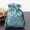 Polyester Imitation Burlap Packing Pouches Drawstring Bags, Medium Sea Green, 12x9cm