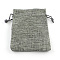 Polyester Imitation Burlap Packing Pouches Drawstring Bags, Gray, 9x7cm
