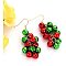 Christmas Bell Alloy Dangle Earrings, Red, 55mm