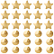 30Pcs 2 Styles 925 Sterling Silver Flat Head Pins, Star & Flat Round, Golden, 3~4.5x3.5~4.5x2.5~3.5mm, 15pcs/style