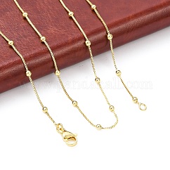 Brass Satellite Chains Necklace for Women, Cadmium Free & Lead Free, Real 18K Gold Plated, 17.32 inch(44cm), The spacing between beads: 13.5~14mm