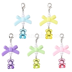 Acrylic Bear with Bowknot Pendant Decorations&nbsp;HJEW-JM04101
