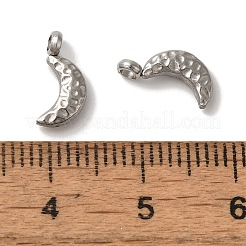 変色しない304ステンレススチールチャーム  テクスチャ  ムーンチャーム  ステンレス鋼色  11x5x3mm  穴：1.6mm&nbsp;STAS-M017-03P
