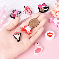 8Pcs 8 Styles Valentine's Day Silicone Focal Beads&nbsp;SIL-YW0001-64