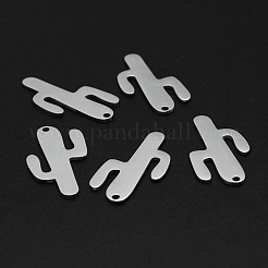 変色しない201ステンレススチールペンダント  レーザー切断  サボテン  ステンレス鋼色  30x15x1mm  穴：1.6mm&nbsp;STAS-R111-JA654