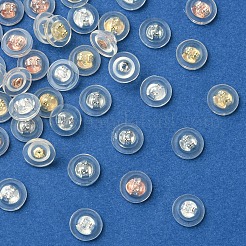 40個4色の長持ちメッキ真鍮シリコン製ピアスキャッチ  ミックスカラー  7.7x3.7mm  穴：0.6mm  10個/カラー&nbsp;KK-FS0001-49