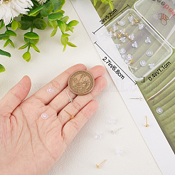 10ペア2色925スターリングシルバースタッドピアス金具  片穴パーツ用  花  30個のプラスチック製イヤーナット付き  ゴールデン＆シルバー  4.5x4.5mm  ピン：0.7mm  5ペア/カラー&nbsp;STER-BBC0001-79
