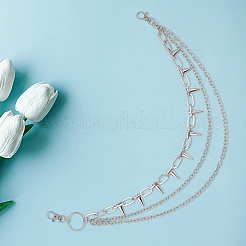 1Pc Unisex Rivet Alloy 3 Layered Waist Chain Belts&nbsp;AJEW-CY0002-26P