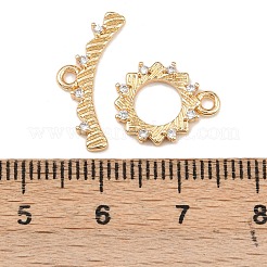真鍮製マイクロペーブクリアキュービックジルコニアマンテル  リング  18KGP本金メッキ  リング：13.5x11.5x2.5mm  穴：1.5mm  バー：8x19.5x2.5mm  穴：1.4mm.&nbsp;KK-K407-36G