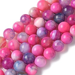 天然石瑪瑙ビーズ連売り  染め＆加熱  ラウンド  濃いピンク  10~10.5mm  穴：0.7mm  約38個/連  14.76''（37.5センチメートル）&nbsp;G-NH0001-G02-01