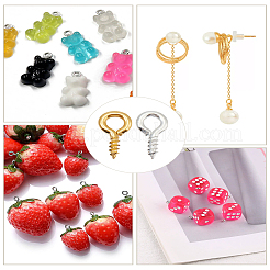 400Pcs 2 Colors Iron Screw Eye Pin Peg Bails&nbsp;FIND-LP0009-70
