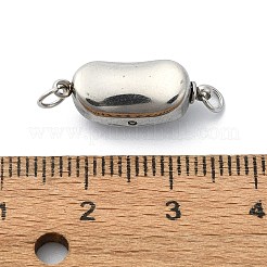 変色しにくい304ステンレススチール製のボックス留め具  丸カン付き  オーバル  ステンレス鋼色  19x7.5x6.5mm  穴：2.7mm&nbsp;STAS-Z066-05P-01