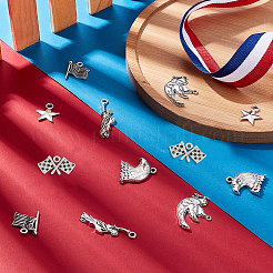 60Pcs 6 Style Independence Day Theme Tibetan Style Zinc Alloy Pendants&nbsp;TIBEP-SC0002-05