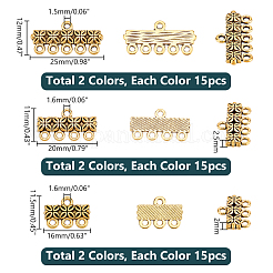 90Pcs 6 Styles Tibetan Style Zinc Alloy Chandelier Components Links&nbsp;FIND-PH0020-40